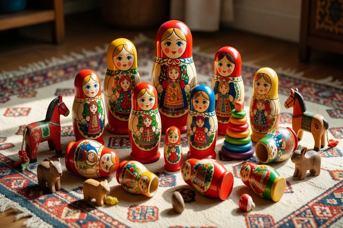 Enfant écoutant une comptine russe avec un livre illustré